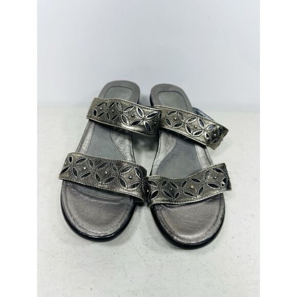 NAOT Strappy Slip On Wedge Sandals Womens Metallic Wedge Heel Cushioned Sz 39-8 - Picture 3 of 8